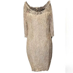 Zola Evening Gold Beaded Lace Cocktail Dress Size 10